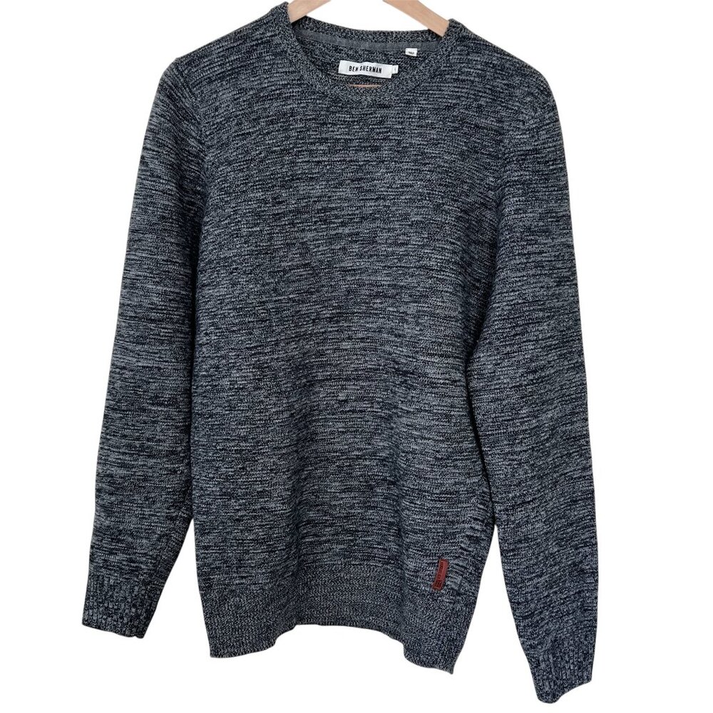Ben Sherman Men 100% Merino Wool Crewneck Sweater Ribbed Cuffs & Hem Old Money L